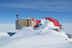 Station covered by drifting snow